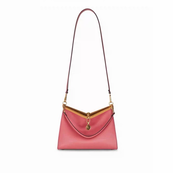 Etro Handbags - Etro Pink Leather Shoulder Bag with Gold-Tone Trim